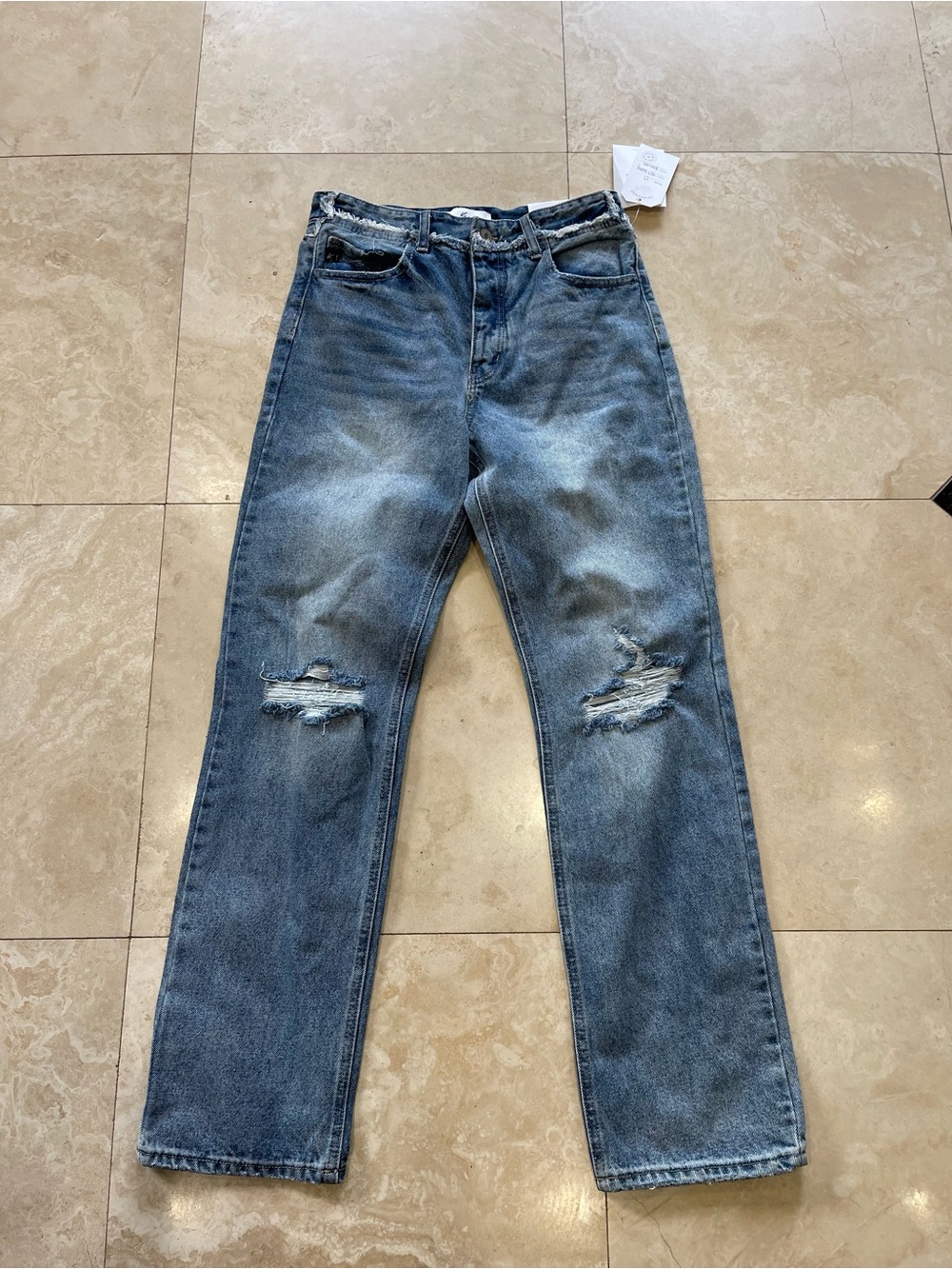 KanCan New Distressed Light Blue Straight-Leg Jeans